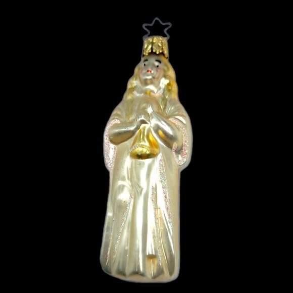 VTG Inge Glas Figural Blown Glass Christmas Ornament Angel w Trumpet - Picture 1 of 7